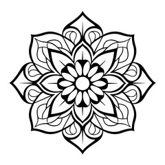 Simple and easy ornamental flower mandala coloring pages for printable 