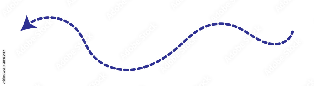 Poster long dotted arrow icon vector illustration. set of long blue dashed arrows on white background. dash