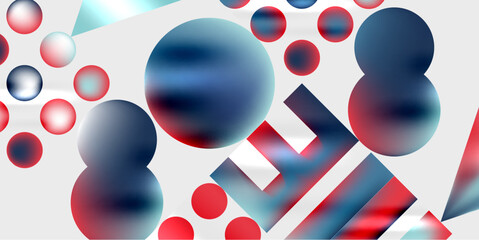 Simple shapes - circles, triangles, rectangles abstract background. Vector Illustration For Wallpaper, Banner, Background, Card, Book Illustration, landing page