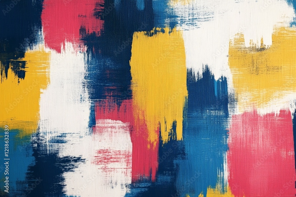 Poster abstract art piece with vibrant colors creating dynamic textures and shapes