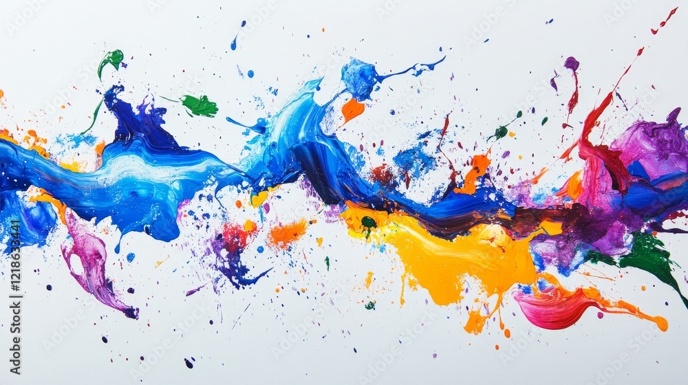 Poster dynamic color explosion creative studio abstract art installation vibrant environment close-up persp