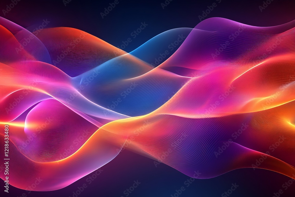 Poster colorful abstract waves flowing together in vibrant patterns showcasing dynamic movement and energy