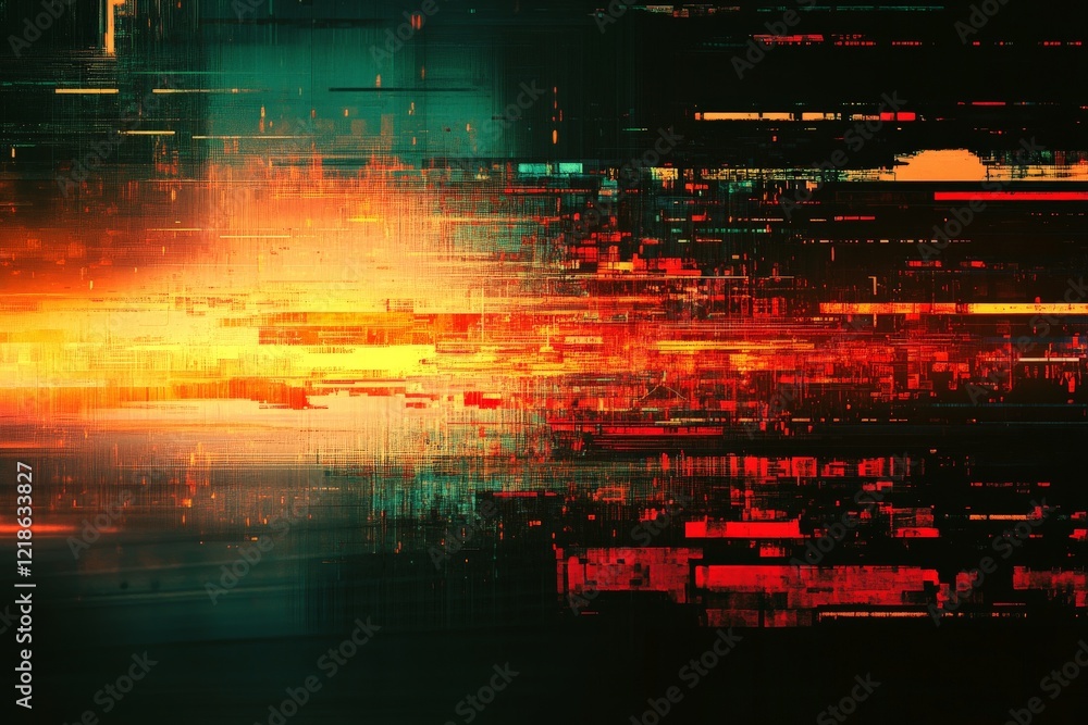 Poster vibrant abstract digital artwork showcasing colors merging and interacting in a mesmerizing display 