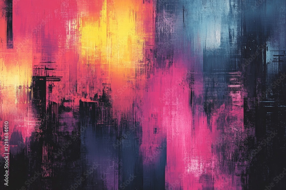 Poster abstract art piece showcasing vibrant colors and dynamic textures, creating an energetic and express