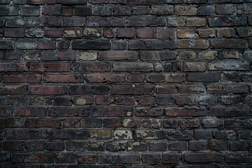 Dark red wall of old abandoned industrial building. Detailed photo textured background