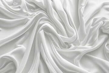 Fototapeta premium Glossy white satin fabric folds. Detailed photo textured background