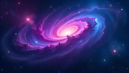 Fototapeta premium A stunning image of a vibrant pink and blue nebula swirling against a starry background