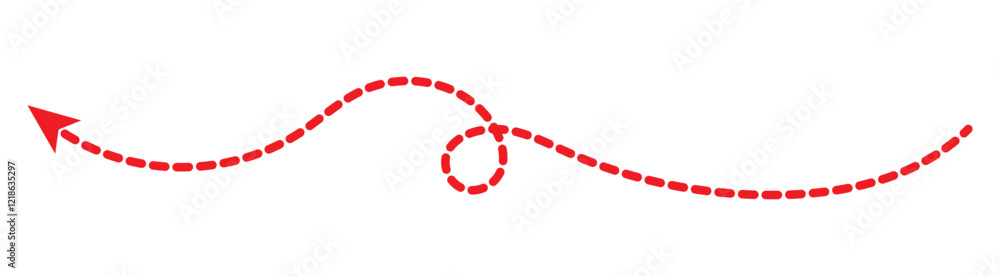 Poster long dotted arrow icon vector illustration. set of long red dashed arrows on white background. dashe
