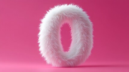 Fototapeta premium White furry number zero on pink background representing winter sales