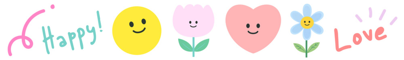 PNG Colorful cheerful floral icons on transparent background