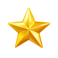 A Shiny Golden Five Pointed Star on a transparent background, cut out, PNG 3D Digital Art, clip art.