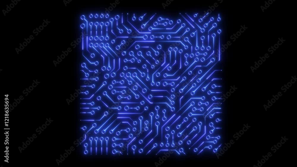 Poster blue circuit animation motherboard background loop