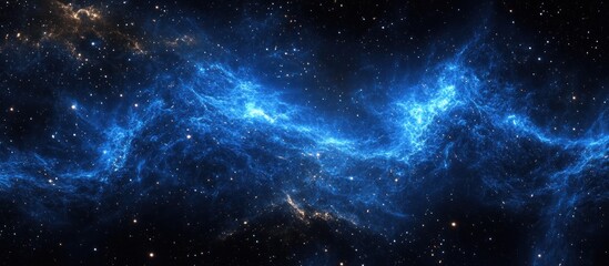 Naklejka premium Celestial Nebula: A cosmic dance of blue energy