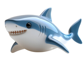 Obraz premium Shark cartoon 3D icon - transparent image, png.