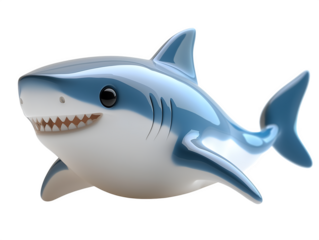 Shark cartoon 3D icon - transparent image, png.