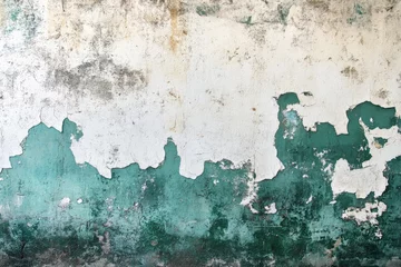 Sierkussen Verweerde muur Weathered wall with peeling paint and distinct color pattern in an urban environment  © c80