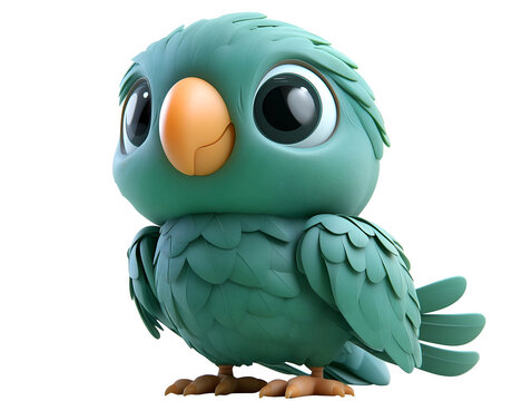 Cartoon parrot 3D icon - transparent image, png.