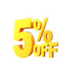 Number 7% off 3d yellow color 3d sign percent discount on isolated background.yellow and White on a Transparent Background