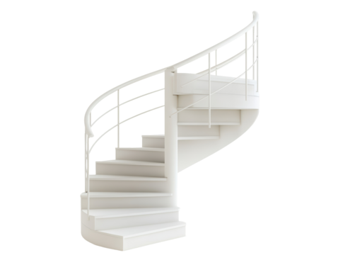 Isolated White Spiral Staircase