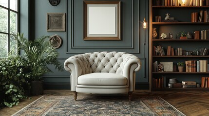 Obraz premium a white wooden frame with a white mount holding blank white paper