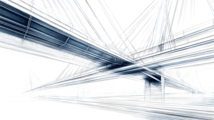 Bridge architecture in blueprint sketch style, modern construction details, precise and technical, professional drawing