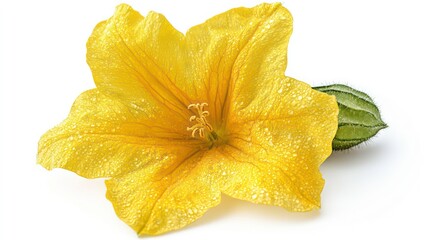 Cucumber flower isolated on white background, full depth of field, clipping path