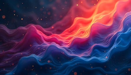 Obraz premium Abstract swirling waves of red and blue with scattered bokeh light effect