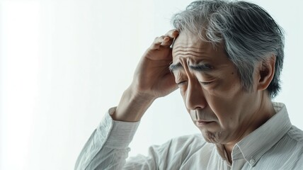 頭を抱える日本人男性