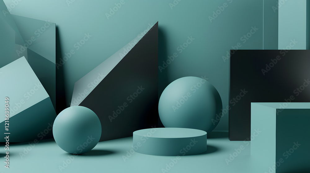 Poster abstract 3d rendering of a modern geometric background, generative ai