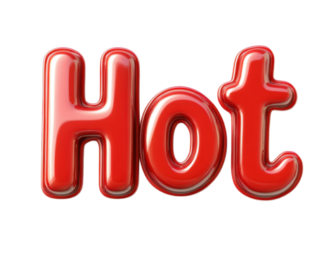 Isolated Red Glossy 'Hot' Text