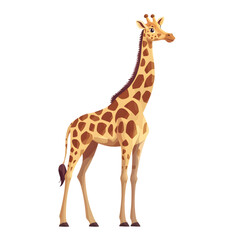 Naklejka premium A Cartoon Giraffe Stands Against A a transparent background, cut out, PNG 3D Digital Art, clip art.