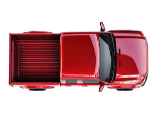 Isolated Red Pickup Truck Top View