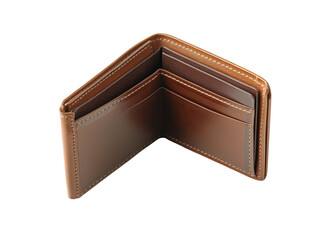 Isolated Open Brown Leather Wallet