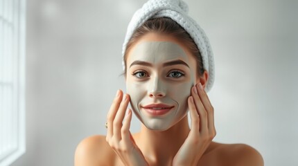 Woman Applying Facial Mask