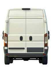 Isolated White Delivery Van Back View
