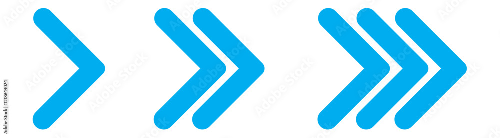 Poster swipe icon set. blue swipe arrow symbol. arrow right next. abstract scroll icon element for social m