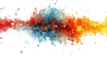 Colorful abstract brush strokes isolated on transparent background