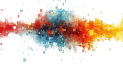 Colorful abstract brush strokes isolated on transparent background