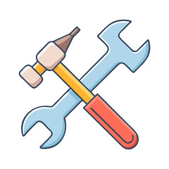 hammer and wrench icon, hammer and wrench vector illustration-simple illustration of hammer and wrench, perfect for hammer and wrench logos and icons