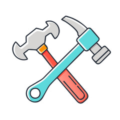 hammer and wrench icon, hammer and wrench vector illustration-simple illustration of hammer and wrench, perfect for hammer and wrench logos and icons