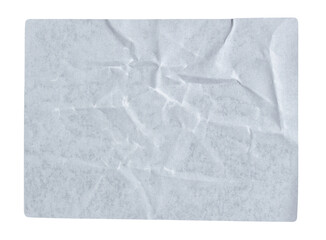 White adhesive glued paper sticker label with transparent background cut out design element