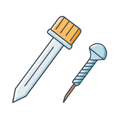 screwdriver and nail icon, screwdriver and nail vector illustration-simple illustration of screwdriver and nail, perfect for screwdriver and nail logos and icons