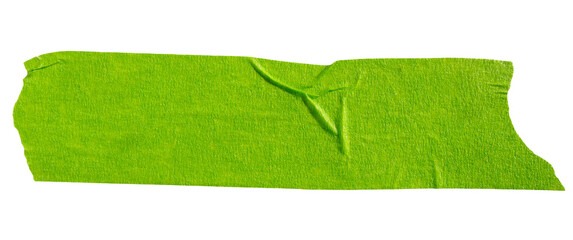 Green adhesive torn paper tape isolated on transparent background