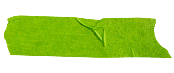 Green adhesive torn paper tape isolated on transparent background