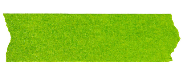 Green adhesive torn paper tape isolated on transparent background