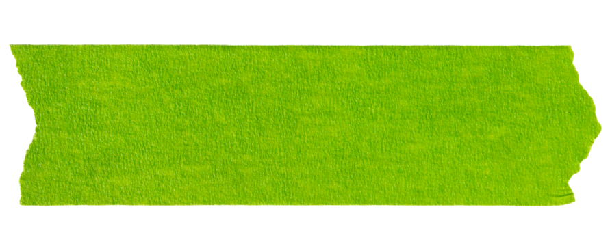 Green adhesive torn paper tape isolated on transparent background