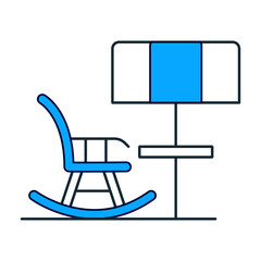 Beach Umbrella and Chair Icon. Relaxation and Holiday Resort Illustration.