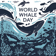 Naklejka premium world whale day