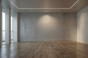 Obraz premium The background for online presentations and virtual meetings should be a clean and simple light color wall empty room Generative AI
