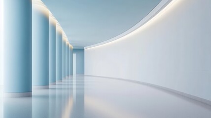 Obraz premium Futuristic Gray Hallway: A Sleek 3D Rendering of a Modern Interior Design Concept